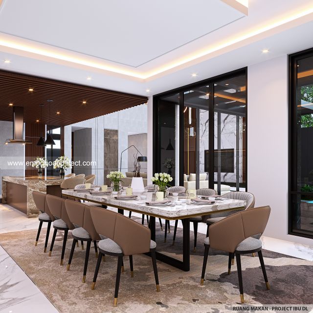 Desain Ruang Makan Rumah Modern 2 Lantai Ibu DL di Cipete, Jakarta Selatan