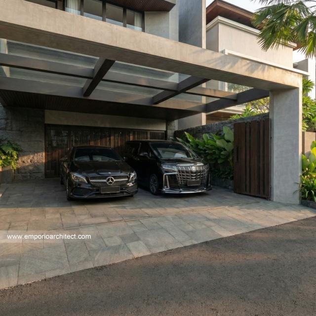 Desain Tampak Detail Depan 3 Rumah Modern 2 Lantai Ibu DL di Cipete, Jakarta Selatan