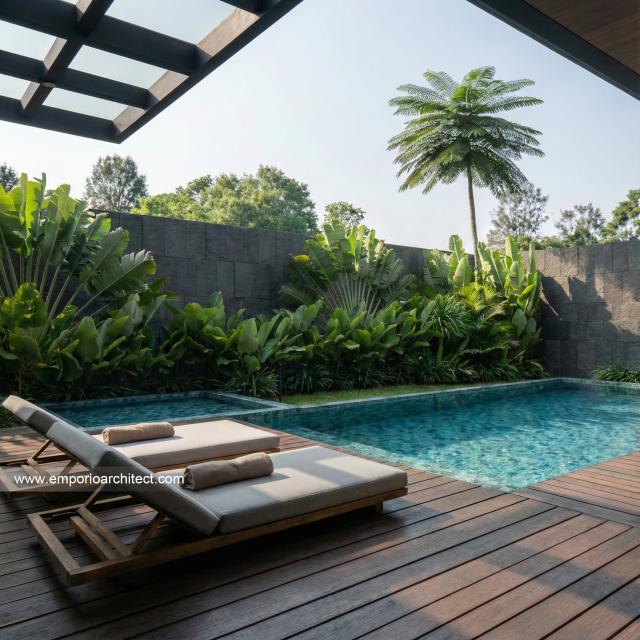 Desain Tampak Detail Belakang Rumah Modern 2 Lantai Ibu DL di Cipete, Jakarta Selatan