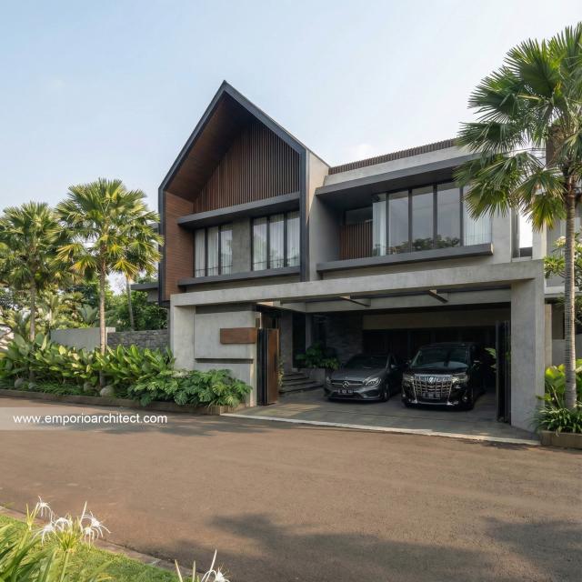 Desain Tampak Depan 2 Rumah Modern 2 Lantai Ibu DL di Cipete, Jakarta Selatan
