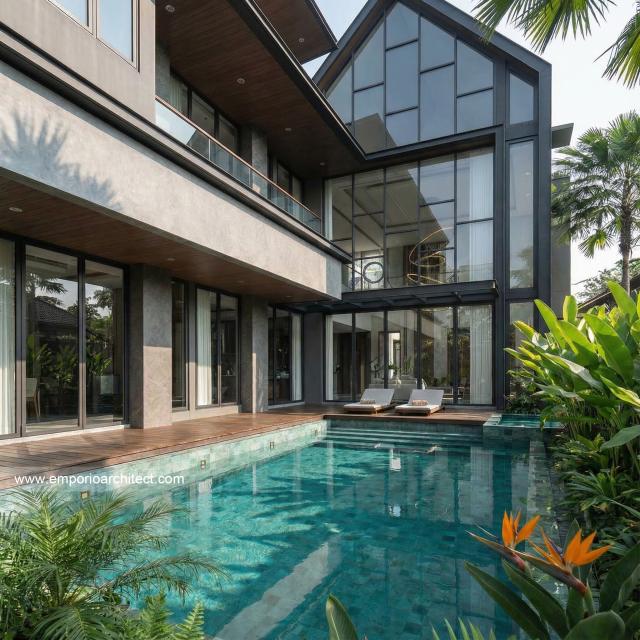 Desain Tampak Belakang Rumah Modern 2 Lantai Ibu DL di Cipete, Jakarta Selatan