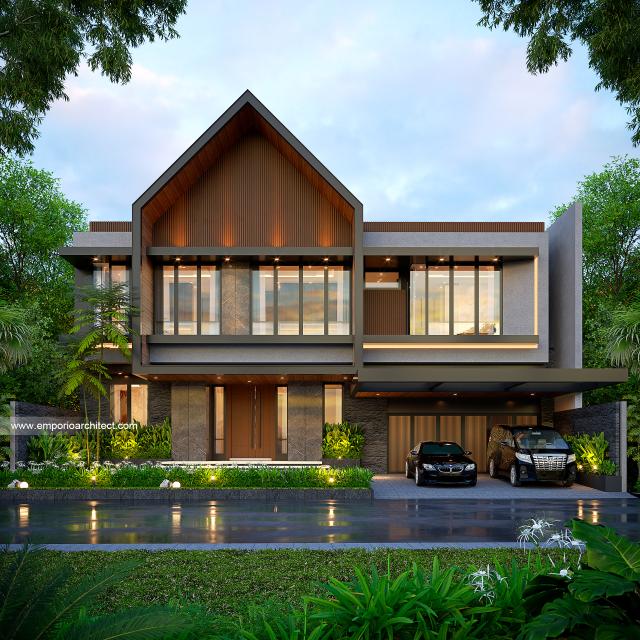 Desain Tampak Depan Rumah Modern 2 Lantai Ibu DL di Cipete, Jakarta Selatan