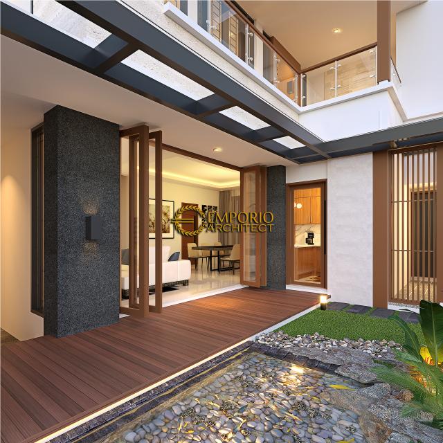 Desain Tampak Detail Belakang Rumah Modern 2 Lantai Ibu Mega di Palembang