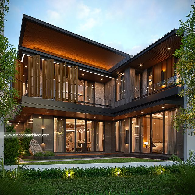 Desain Tampak Belakang Rumah Modern 2 Lantai Ibu VV di Palembang