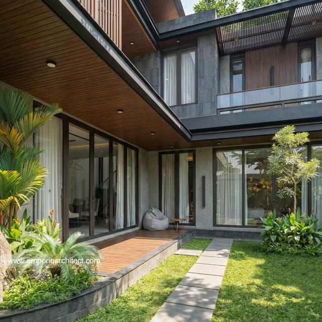 Desain Tampak Belakang 2 Rumah Modern 2 Lantai Ibu VV di Palembang
