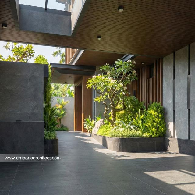 Desain Tampak Detail Depan 2 Rumah Modern 2 Lantai Ibu VV di Palembang