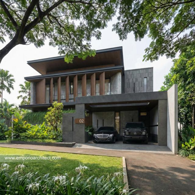Desain Tampak Depan 3 Rumah Modern 2 Lantai Ibu VV di Palembang