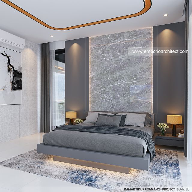 Desain Kamar Tidur Utama 2 Rumah Modern 2 Lantai Ibu dr. LL di Pontianak