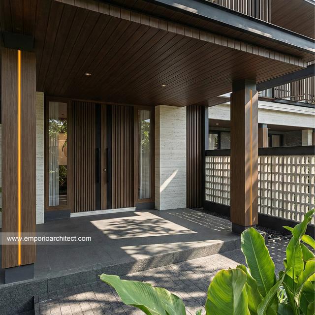 Desain Tampak Detail Depan 2 Rumah Modern 2 Lantai Ibu dr. LL di Pontianak