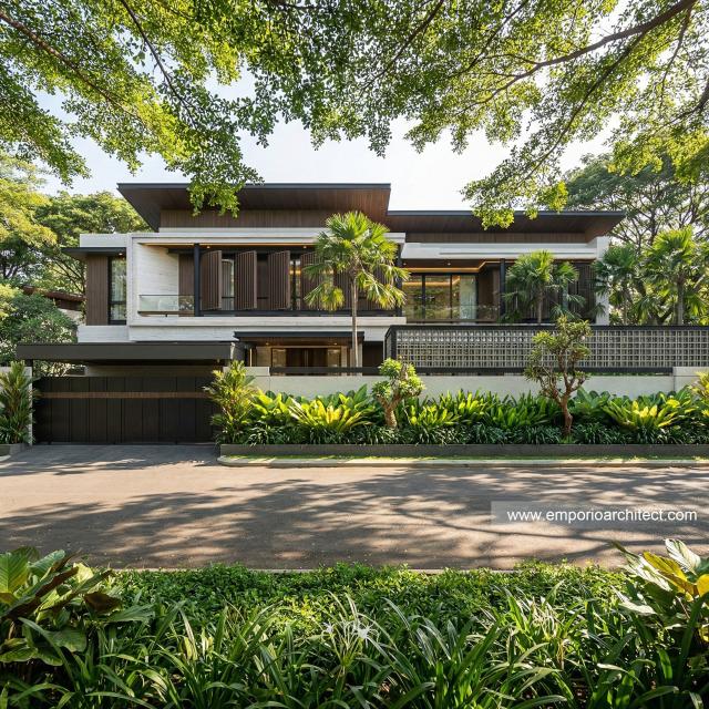 Desain Tampak Depan 2 Rumah Modern 2 Lantai Ibu dr. LL di Pontianak