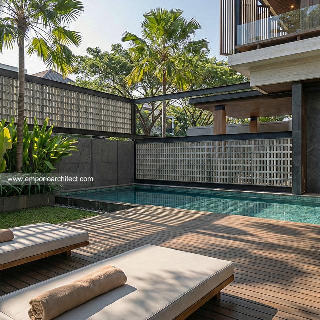 Desain Tampak Detail Depan 5 Rumah Modern 2 Lantai Ibu dr. LL di Pontianak