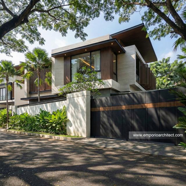 Desain Tampak Samping Rumah Modern 2 Lantai Ibu dr. LL di Pontianak