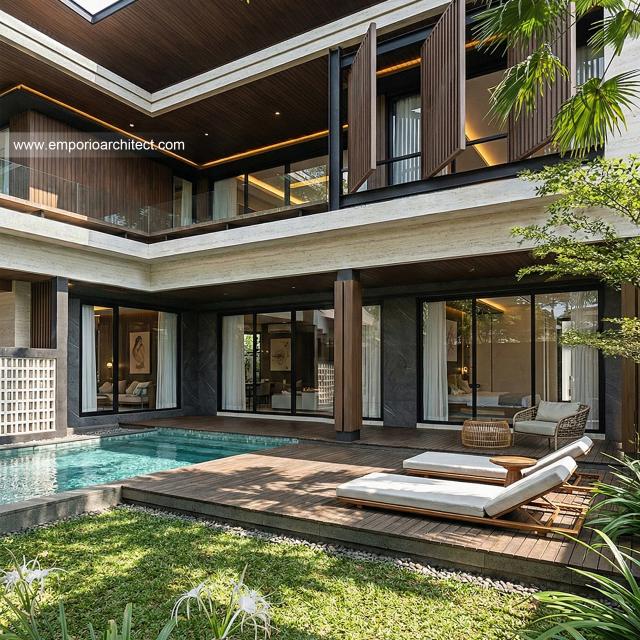 Desain Tampak Detail Depan 4 Rumah Modern 2 Lantai Ibu dr. LL di Pontianak