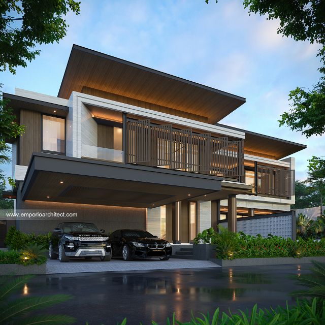 Desain Tampak Depan 3 Rumah Modern 2 Lantai Ibu dr. LL di Pontianak