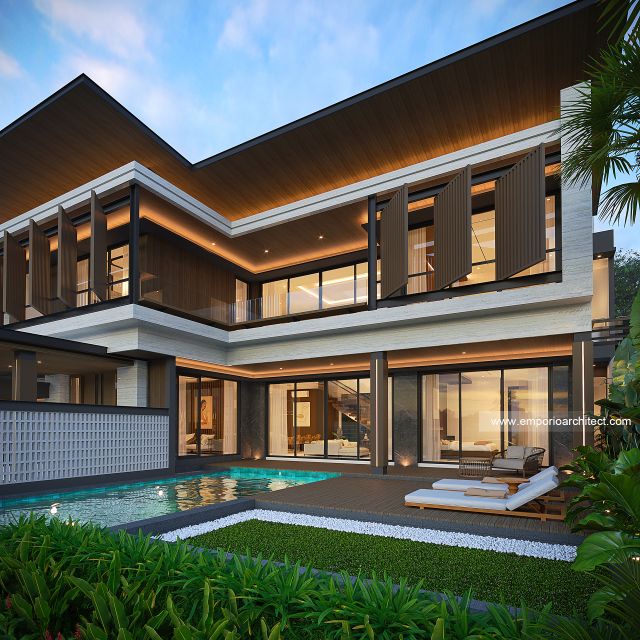 Desain Tampak Belakang Rumah Modern 2 Lantai Ibu dr. LL di Pontianak
