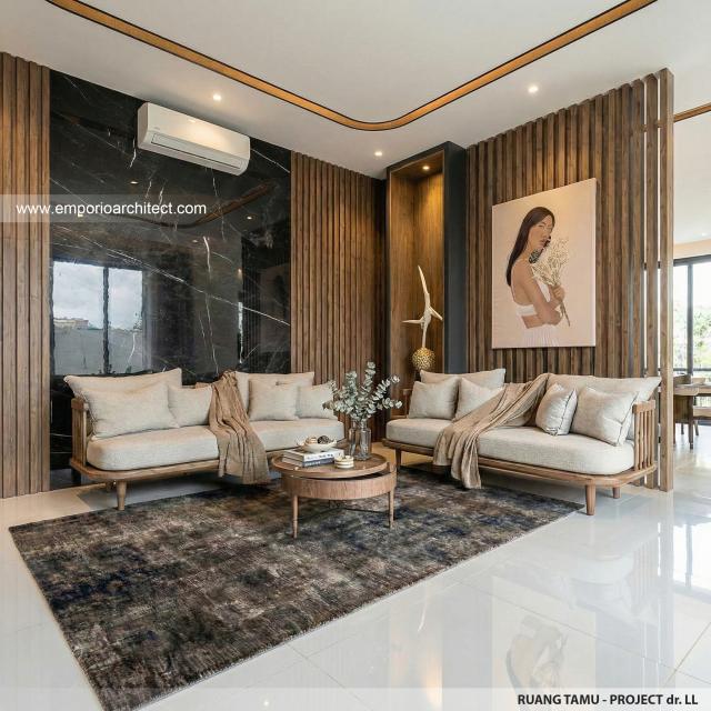 Desain Ruang Tamu Rumah Modern 2 Lantai Ibu dr. LL di Pontianak
