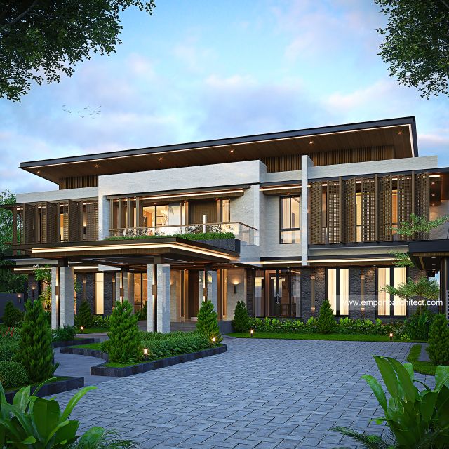 Desain Tampak Depan Rumah Modern 2 Lantai Bapak CRS di Jambi