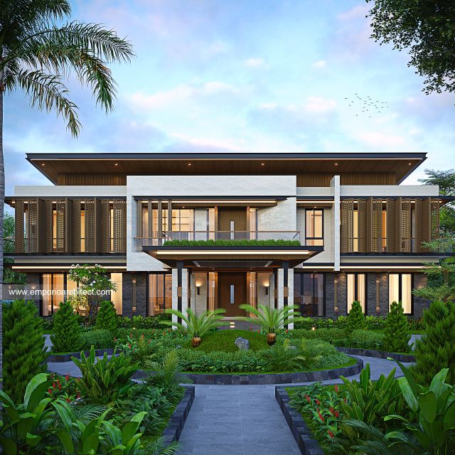 Desain Tampak Depan 2 Rumah Modern 2 Lantai Bapak CRS di Jambi