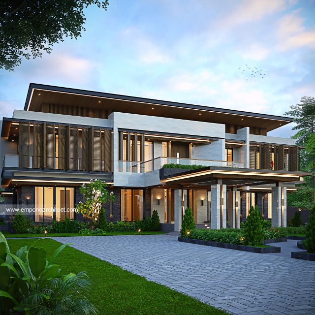 Desain Tampak Depan 3 Rumah Modern 2 Lantai Bapak CRS di Jambi