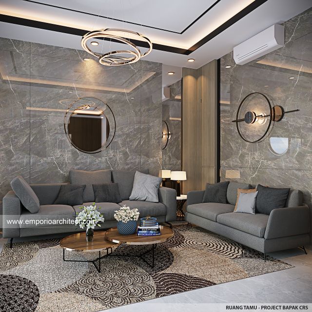 Desain Ruang Tamu Rumah Modern 2 Lantai Bapak CRS di Jambi