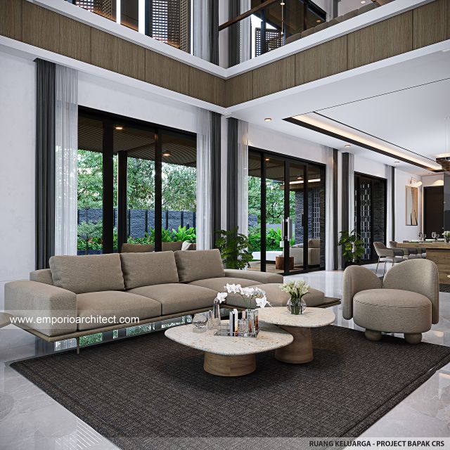Desain Ruang Keluarga Rumah Modern 2 Lantai Bapak CRS di Jambi