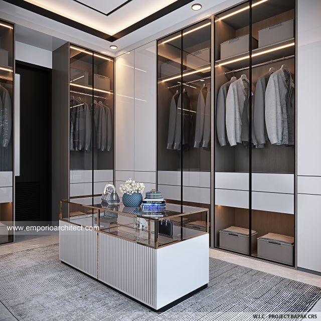 Desain Walk In Closet Rumah Modern 2 Lantai Bapak CRS di Jambi