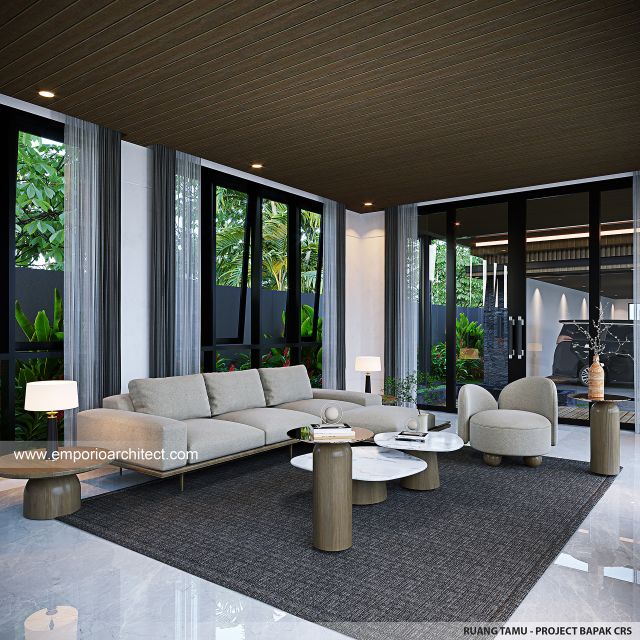 Desain Ruang Tamu Rumah Modern 2 Lantai Bapak CRS di Jambi