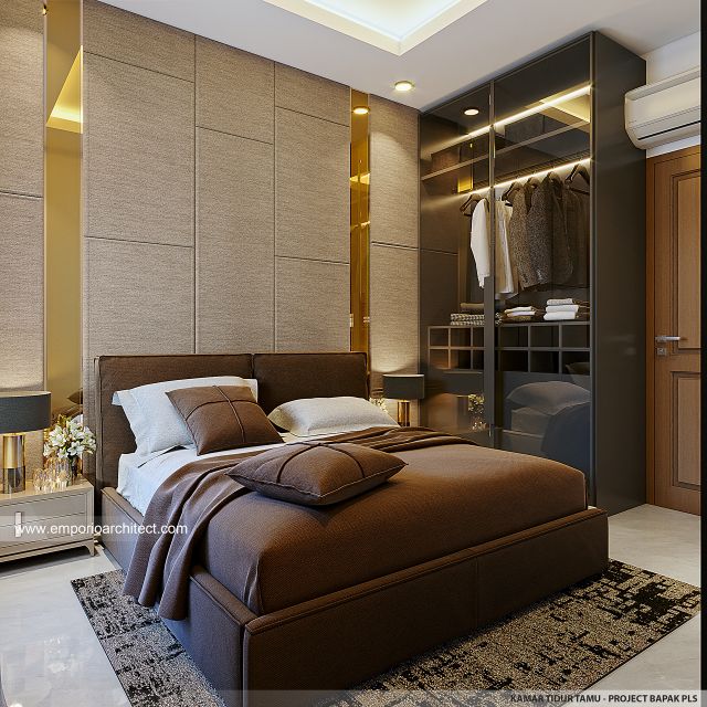 Desain Kamar Tidur Tamu Rumah Modern 2 Lantai Bapak PLS di BSD, Tangerang Selatan