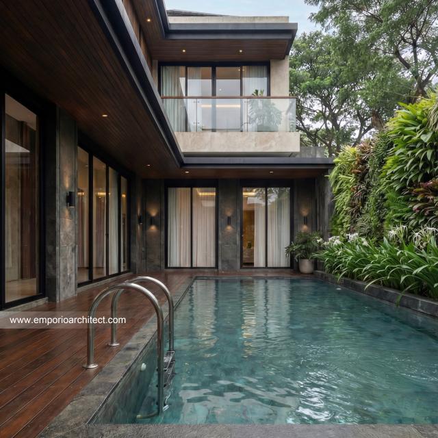 Desain Tampak Belakang 2 Rumah Modern 2 Lantai Ibu ISN di Surakarta