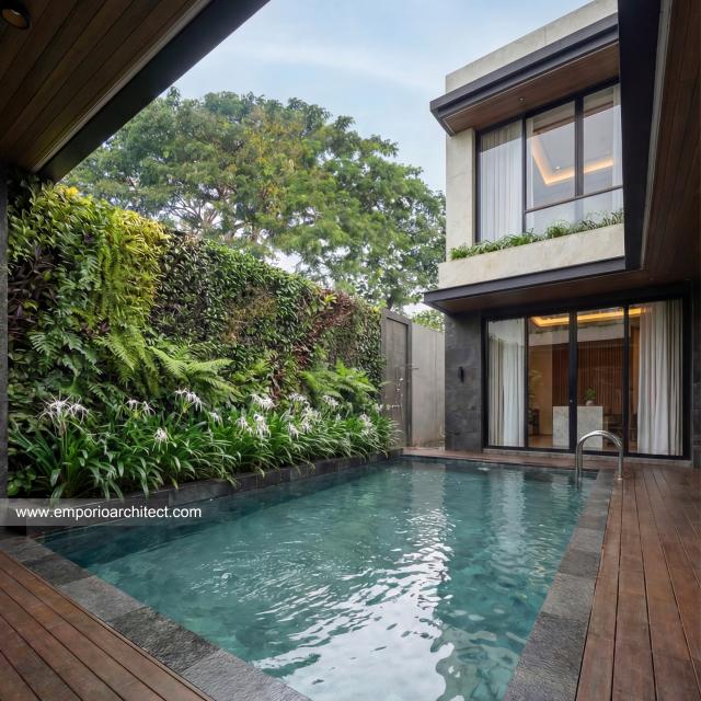 Desain Tampak Belakang Rumah Modern 2 Lantai Ibu ISN di Surakarta