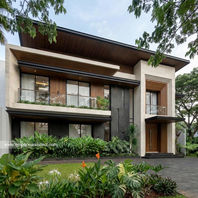 Desain Tampak Depan 3 Rumah Modern 2 Lantai Ibu ISN di Surakarta