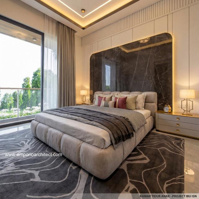 Desain Kamar Tidur Anak Rumah Modern 2 Lantai Ibu ISN di Surakarta
