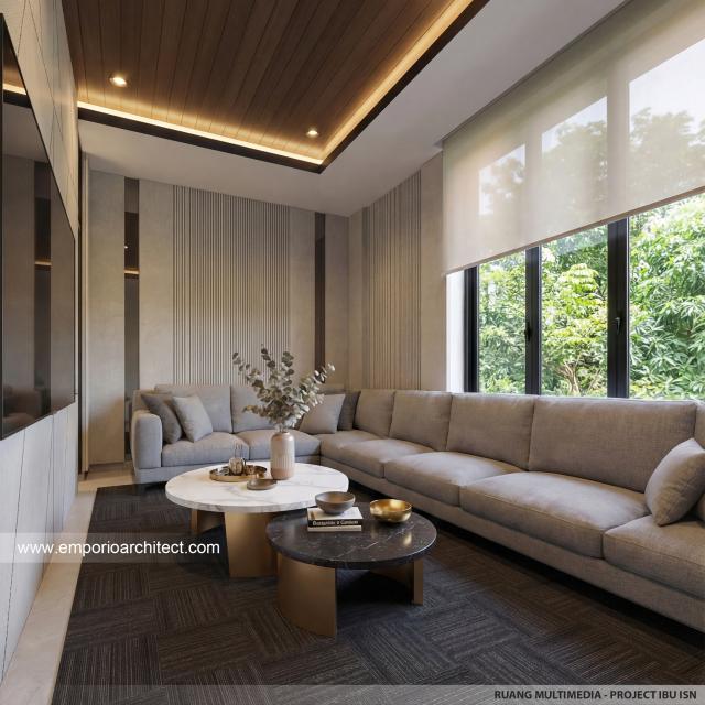 Desain Ruang Multimedia Rumah Modern 2 Lantai Ibu ISN di Surakarta