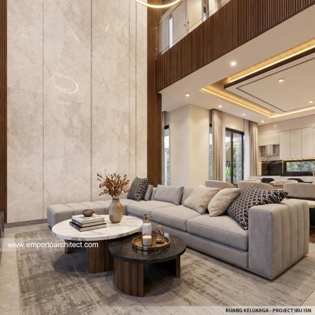 Desain Ruang Keluarga Rumah Modern 2 Lantai Ibu ISN di Surakarta