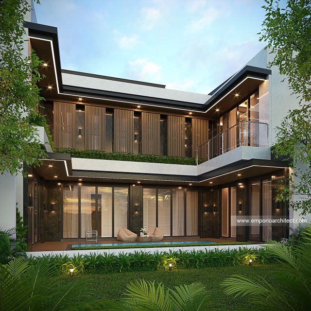 Desain Tampak Belakang Rumah Modern 2 Lantai Ibu ISN di Surakarta