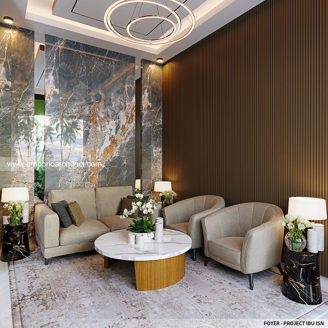 Desain Foyer Rumah Modern 2 Lantai Ibu ISN di Surakarta