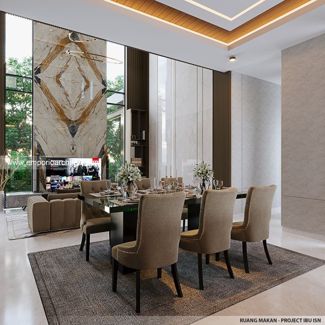 Desain Ruang Makan Rumah Modern 2 Lantai Ibu ISN di Surakarta