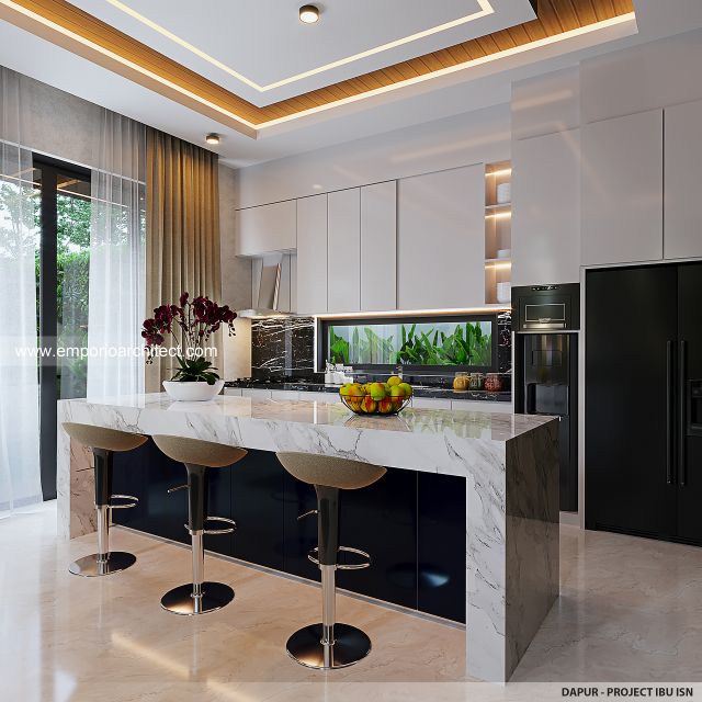 Desain Dapur Rumah Modern 2 Lantai Ibu ISN di Surakarta