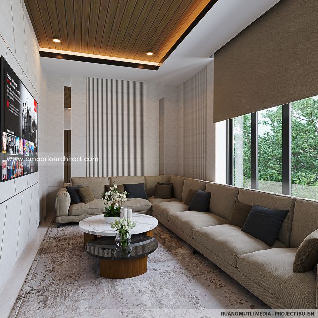 Desain Ruang Multimedia Rumah Modern 2 Lantai Ibu ISN di Surakarta