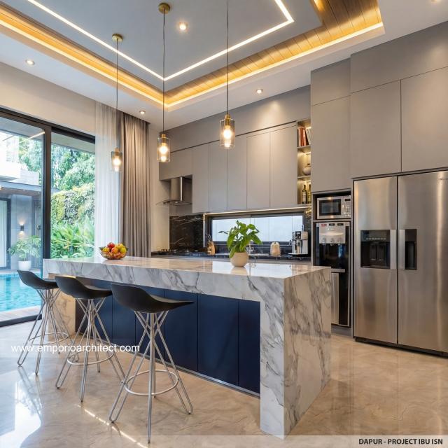 Desain Dapur Rumah Modern 2 Lantai Ibu ISN di Surakarta