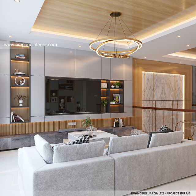 Desain Ruang Keluarga Lantai 2 Rumah Modern 2 Lantai Ibu A di Jakarta