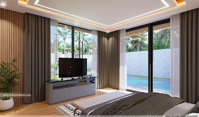 Desain Kamar Tidur Utama Villa Modern 2 Lantai Bapak SKR di Badung, Bali