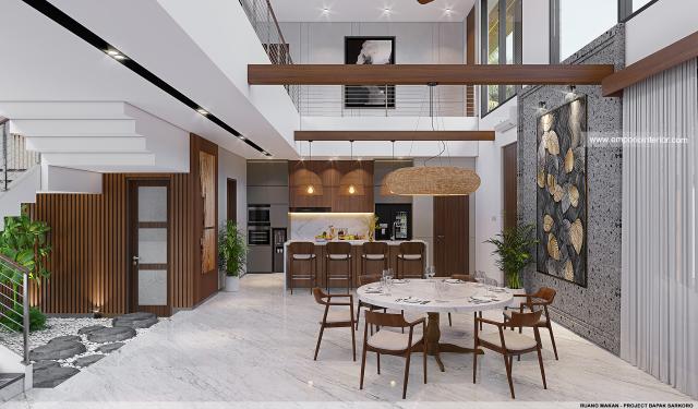 Desain Ruang Makan Villa Modern 2 Lantai Bapak SKR di Badung, Bali