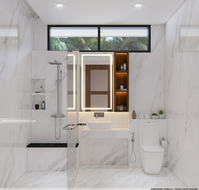 Desain Kamar Mandi (Kamar Tidur 1) Villa Modern 2 Lantai Bapak SKR di Badung, Bali