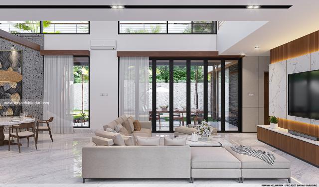Desain Ruang Keluarga Villa Modern 2 Lantai Bapak SKR di Badung, Bali