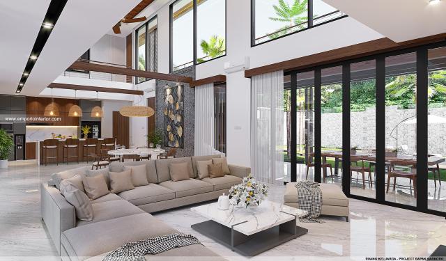 Desain Ruang Keluarga Villa Modern 2 Lantai Bapak SKR di Badung, Bali