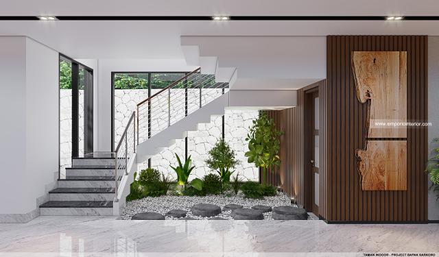 Desain Area Tangga dan Taman Indoor Villa Modern 2 Lantai Bapak SKR di Badung, Bali