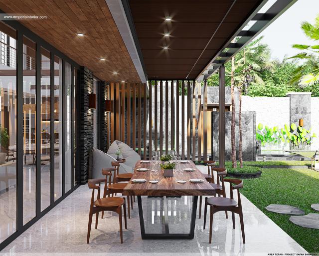 Desain Area Teras Villa Modern 2 Lantai Bapak SKR di Badung, Bali