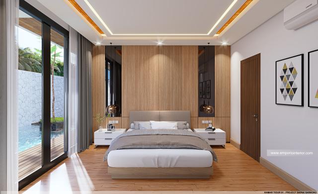 Desain Kamar Tidur 1 Villa Modern 2 Lantai Bapak SKR di Badung, Bali