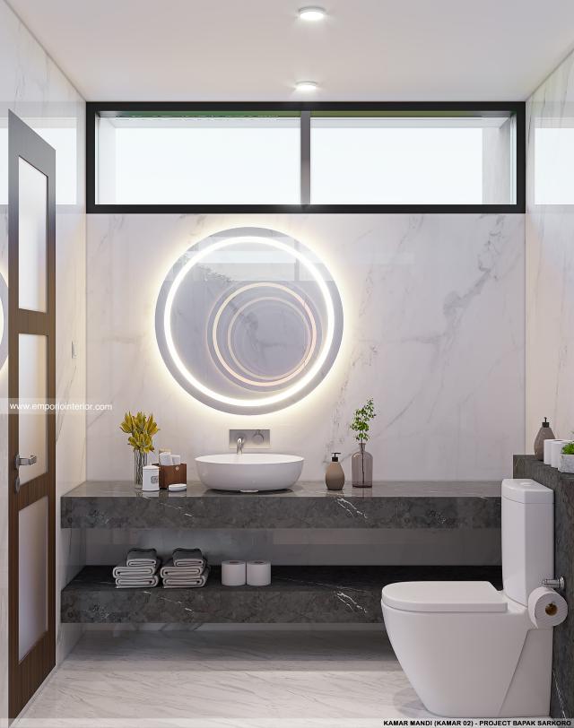 Desain Kamar Mandi (Kamar Tidur 2) Villa Modern 2 Lantai Bapak SKR di Badung, Bali